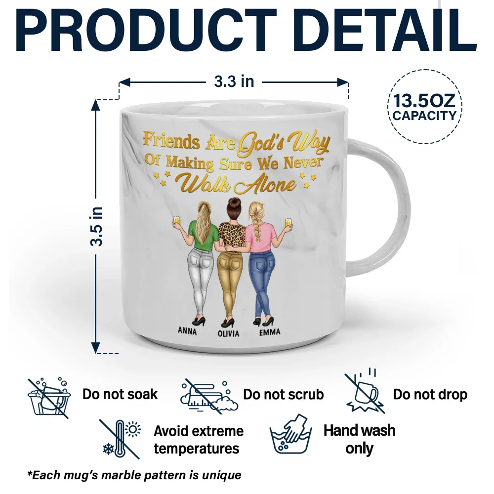 Friend Is God's Way - Personalized Marble Mug - Image 5