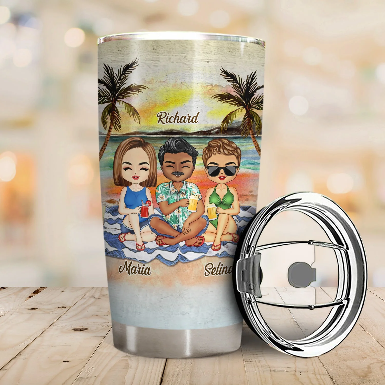 Friends Come And Go Like The Waves Of The Ocean - Birthday, Vacation, Traveling Gift For Besties, BFF, Best Friends, Siblings - Personalized Tumbler - Image 2