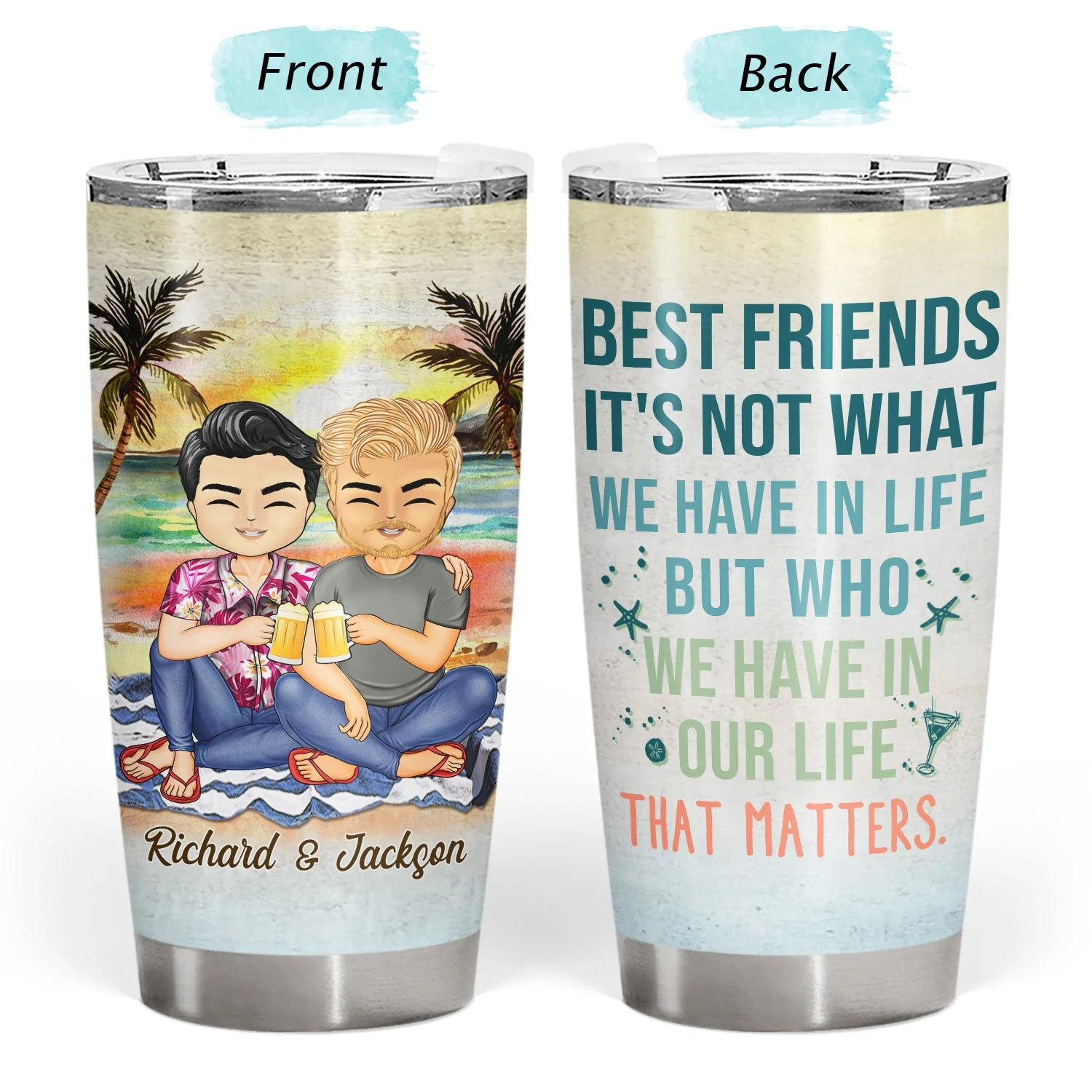 Friends Come And Go Like The Waves Of The Ocean - Birthday, Vacation, Traveling Gift For Besties, BFF, Best Friends, Siblings - Personalized Tumbler - Image 3