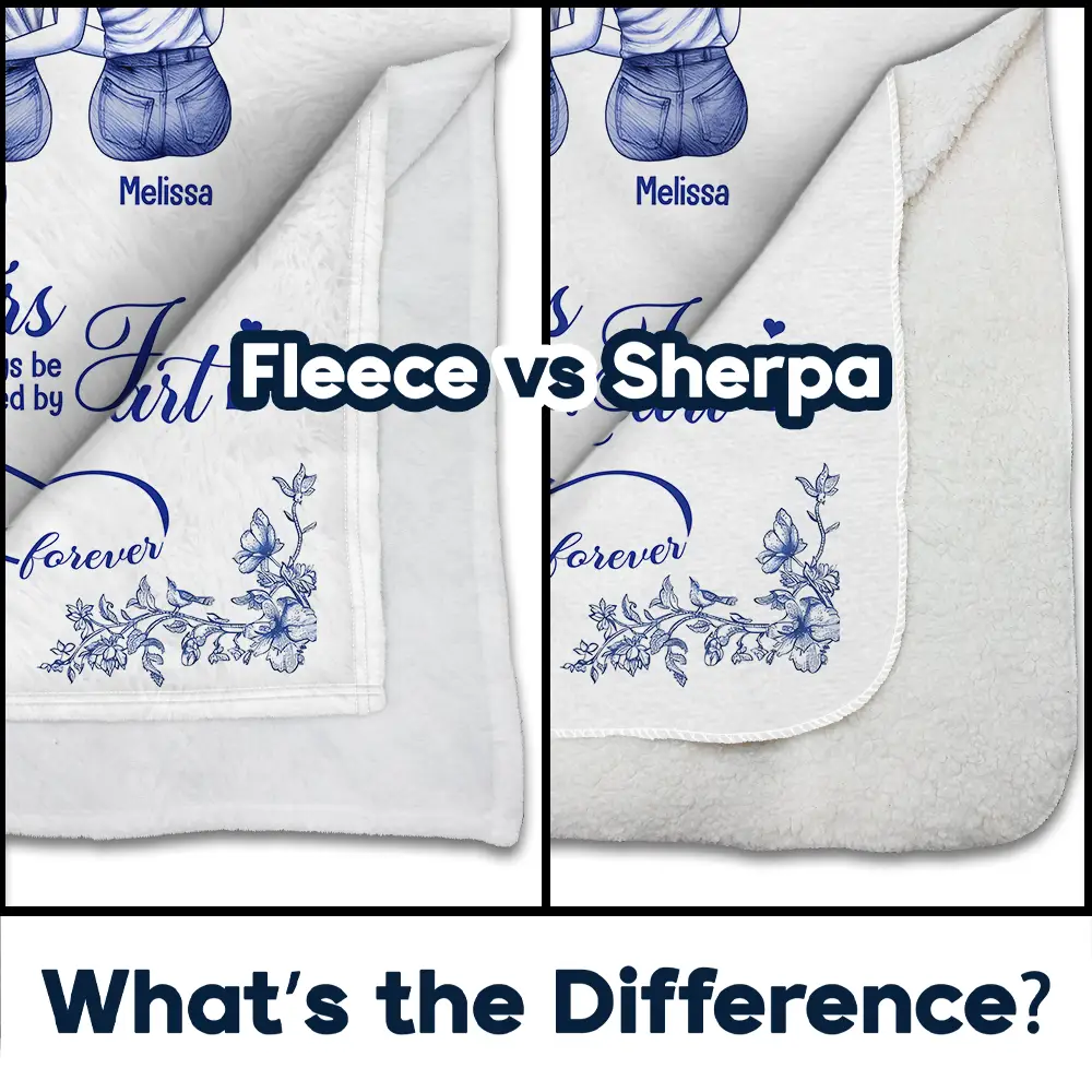 Friends Sisters Will Always Be Connected By Heart Chinoiserie Toile Besties - Personalized Fleece Blanket, Sherpa Blanket - Image 4