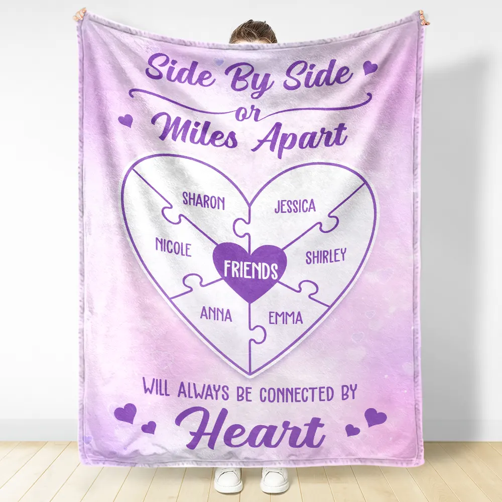 Friends Sisters Will Always Be Connected By Heart - Personalized Fleece Blanket, Sherpa Blanket - Image 3