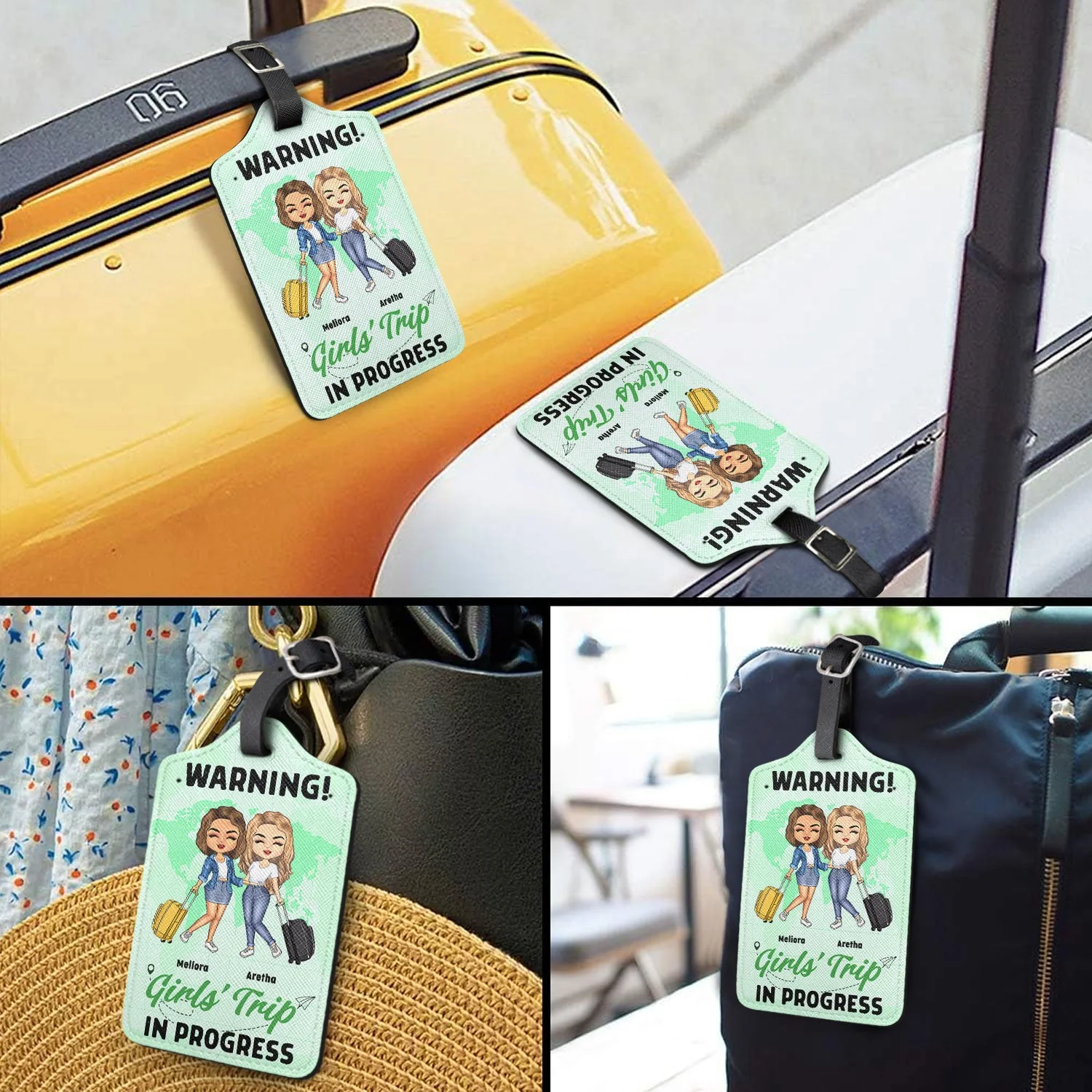 Friends That Travel Together Stay Together - Gift For Best Friends, Besties, Siblings, Travelers - Personalized Luggage Tag - Image 3