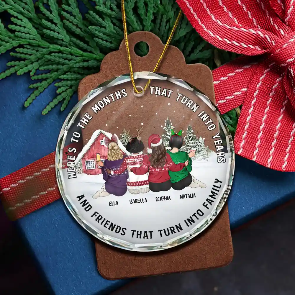 Friends That Turn Into Family - Personalized Circle Glass Ornament - Image 5