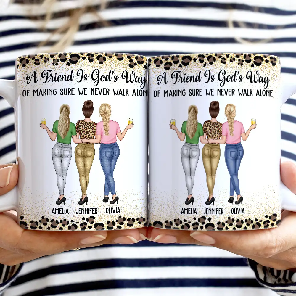 Friends We Never Walk Alone - Personalized White Edge-to-Edge Mug - Image 2