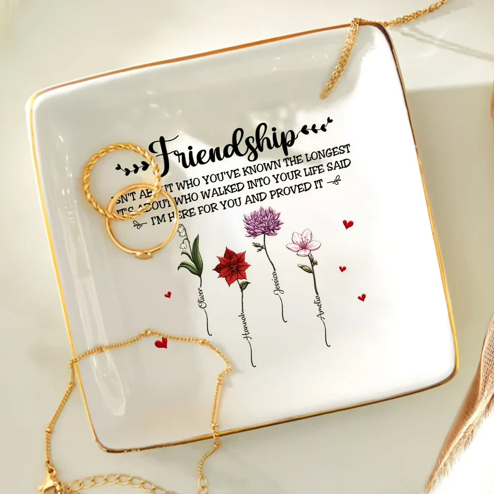 Friendship I'm Here For You Birth Flower - Personalized Ring Dish - Image 4