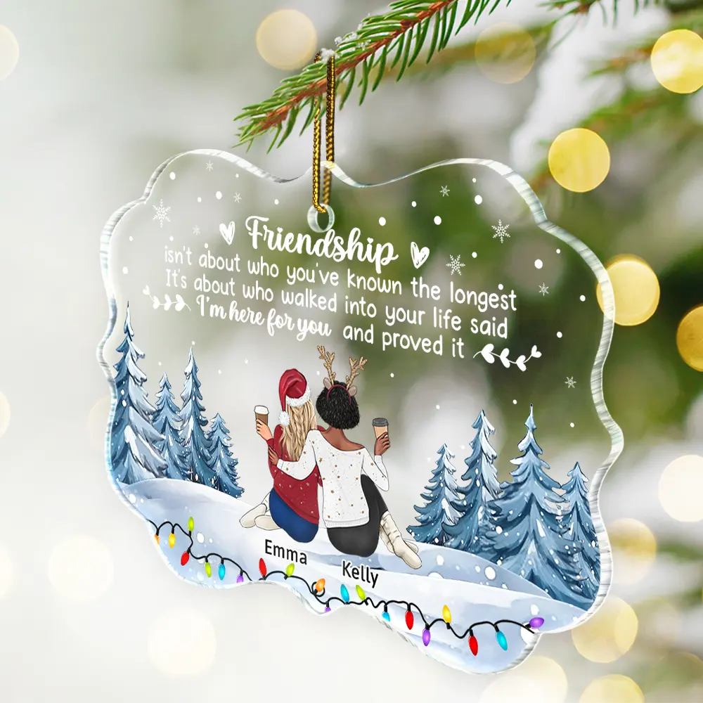 Friendship I'm Here For You Christmas Besties - Personalized Medallion Acrylic Ornament - Image 2