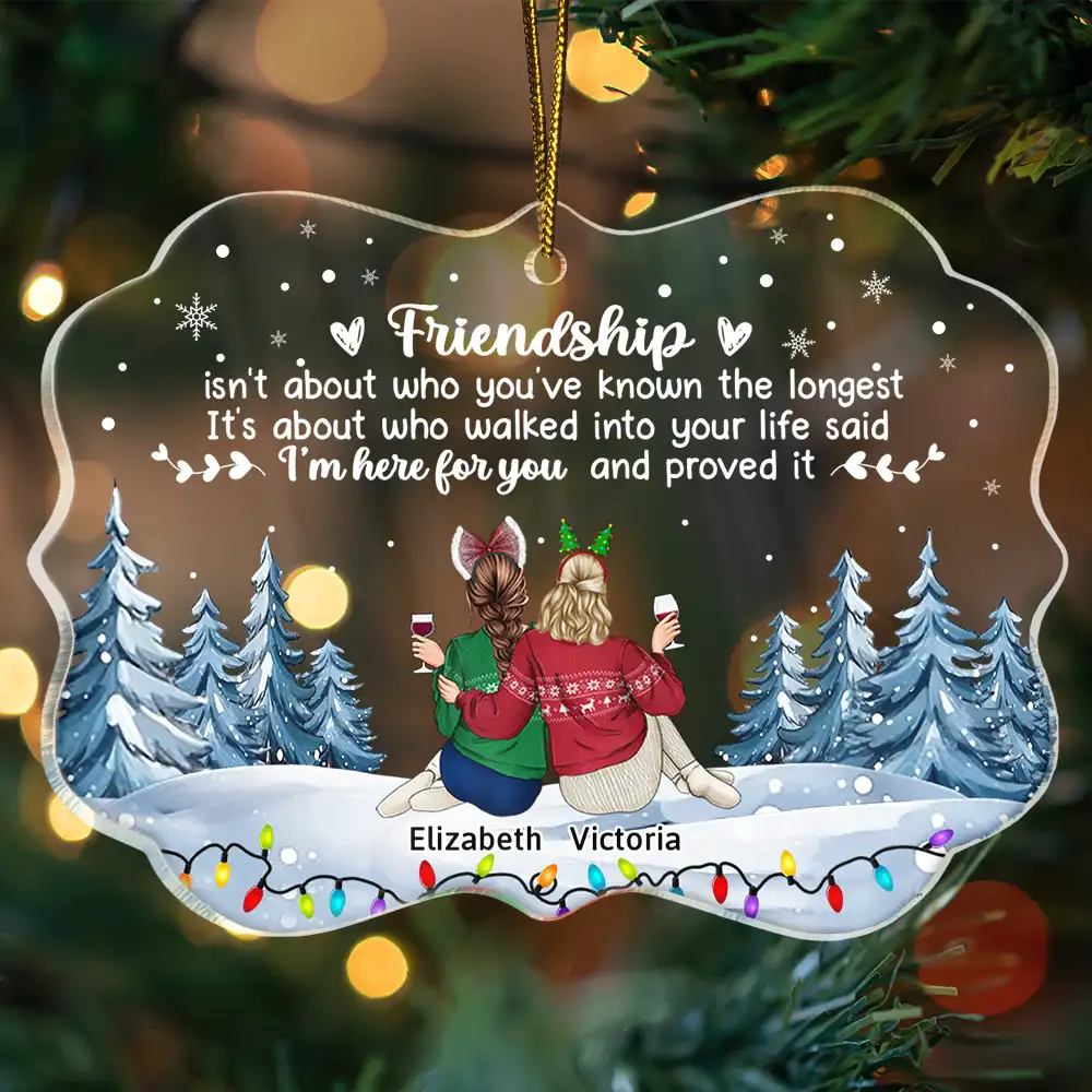 Friendship I'm Here For You Christmas Besties - Personalized Medallion Acrylic Ornament - Image 3