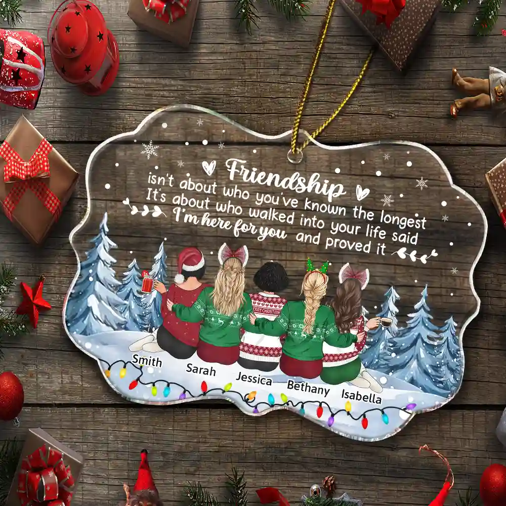 Friendship I'm Here For You Christmas Besties - Personalized Medallion Acrylic Ornament - Image 5