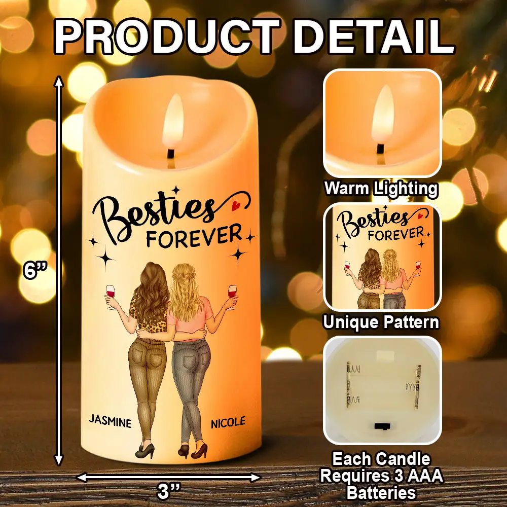 Friendship Isn't About Who You've Known The Longest Best Friend - Personalized Flameless LED Candle - Image 5