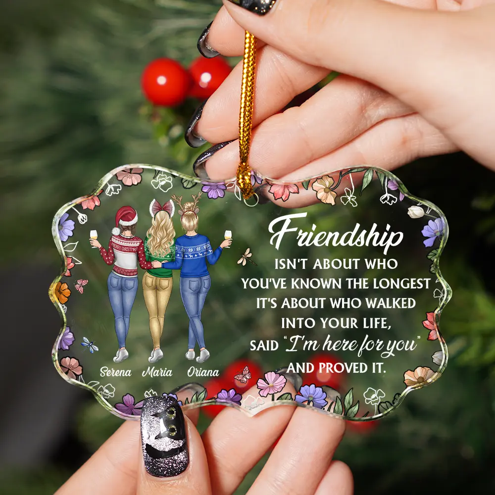 Friendship Isn't About Who You've Known The Longest - Personalized Medallion Glass Ornament - Image 2