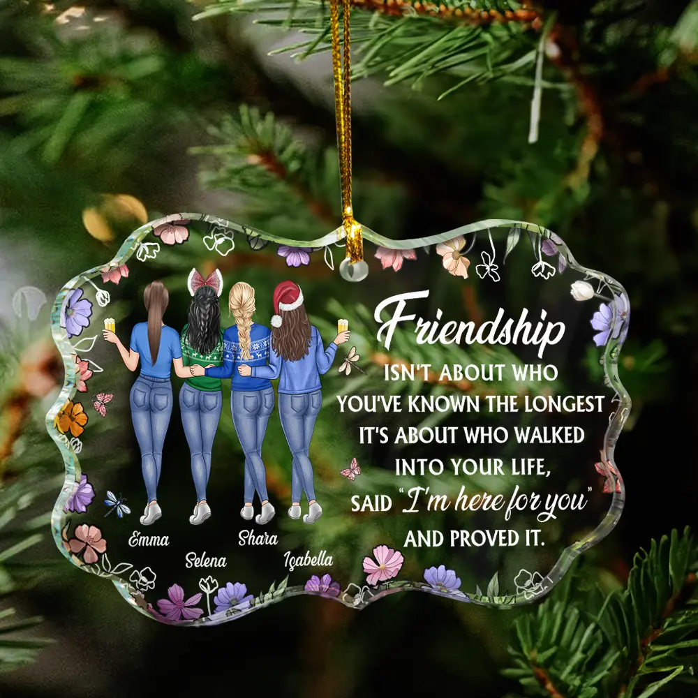 Friendship Isn't About Who You've Known The Longest - Personalized Medallion Glass Ornament - Image 4