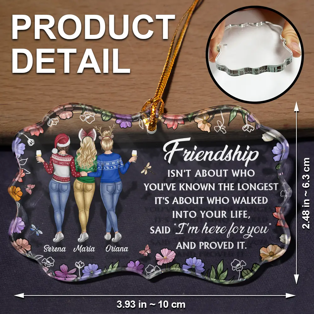 Friendship Isn't About Who You've Known The Longest - Personalized Medallion Glass Ornament - Image 5