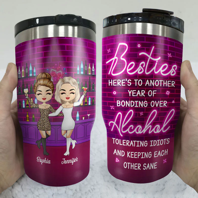 Friendship Trouble When We're Together - Gift For Bestie - Personalized Custom Triple 3 In 1 Can Cooler - Image 3
