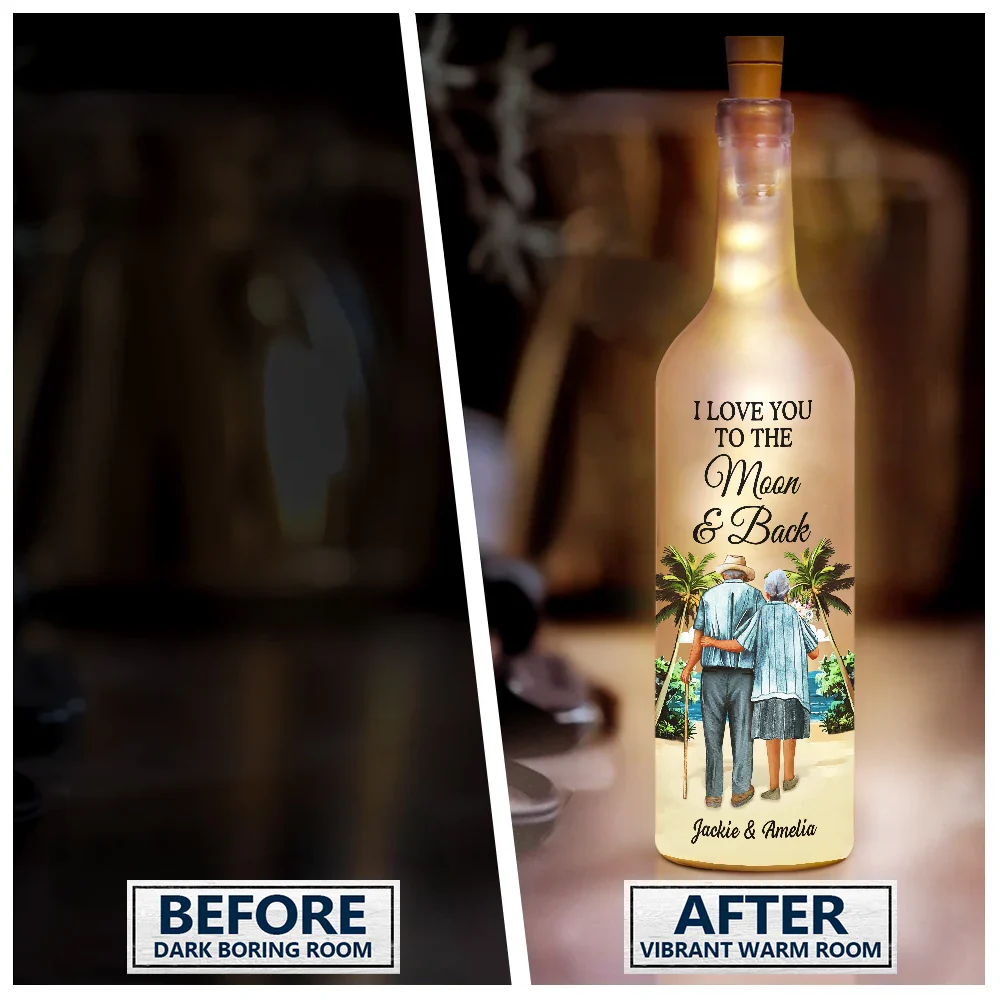 From Our First Kiss Old Couple - Personalized Bottle Light - Image 3