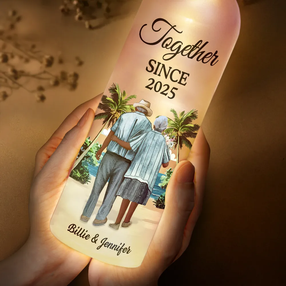 From Our First Kiss Old Couple - Personalized Bottle Light - Image 4
