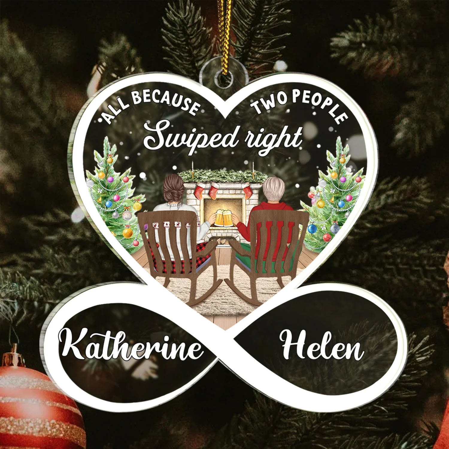 From Our First Kiss Till Our - Christmas Gift For Couples - Personalized Custom Shaped Acrylic Ornament - Image 3