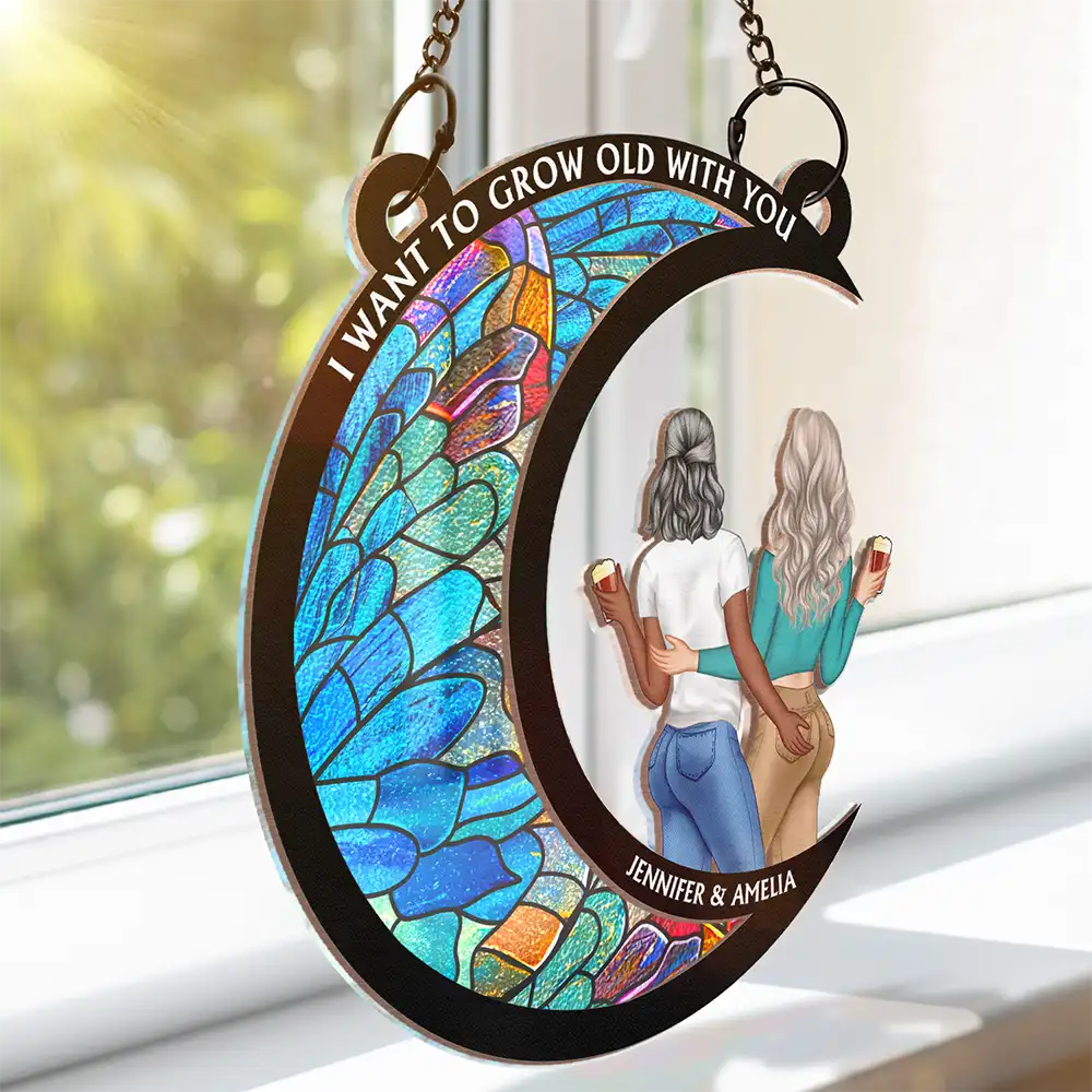 From Our First Kiss Till Our Last Breath Couple - Personalized Window Hanging Suncatcher Ornament - Image 3
