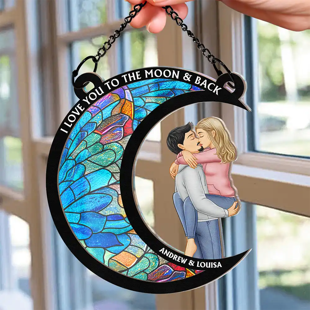 From Our First Kiss Till Our Last Breath Couple - Personalized Window Hanging Suncatcher Ornament - Image 2