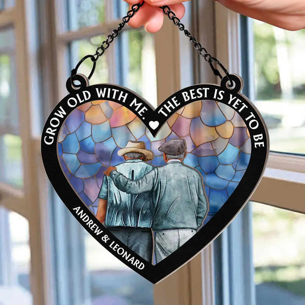 From Our First Kiss Till Our Last Breath Heart - Personalized Window Hanging Suncatcher Ornament - Image 2