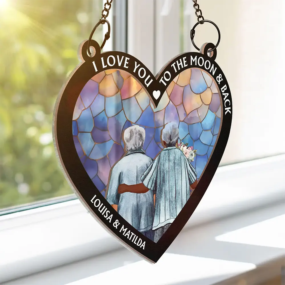 From Our First Kiss Till Our Last Breath Heart - Personalized Window Hanging Suncatcher Ornament - Image 3