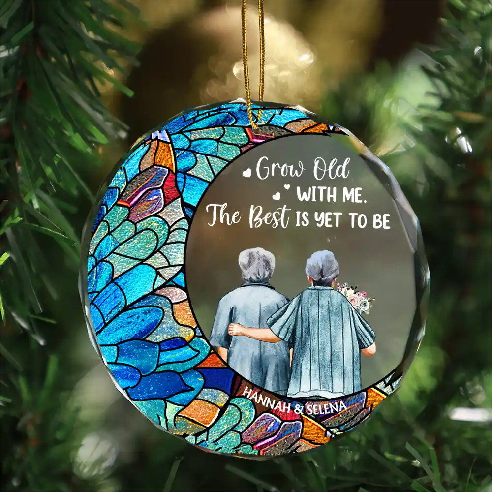 From Our First Kiss Till Our Last Breath - Personalized Circle Glass Ornament - Image 3