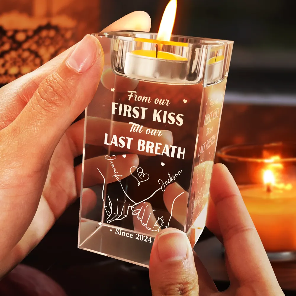 From Our First Kiss Till Our Last Breath - Personalized Crystal Candle Holder - Image 4