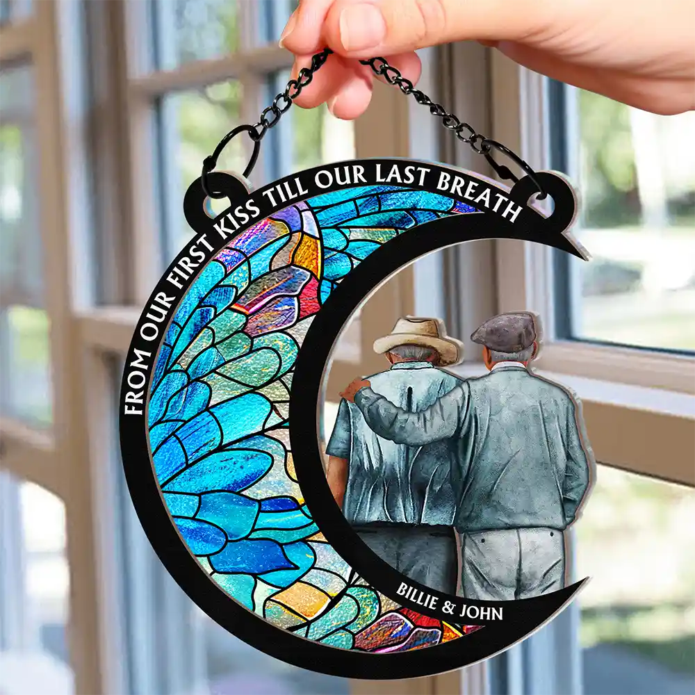 From Our First Kiss Till Our Last Breath - Personalized Window Hanging Suncatcher Ornament - Image 2