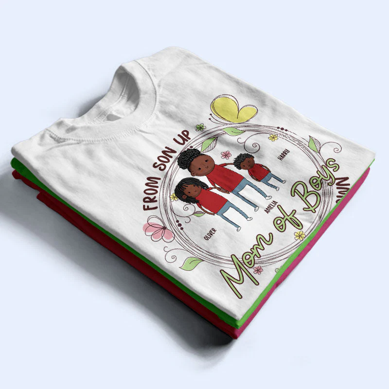 From Son Up To Son Down Mom Of Boys - Mother Gift - Personalized Custom T Shirt - Image 2