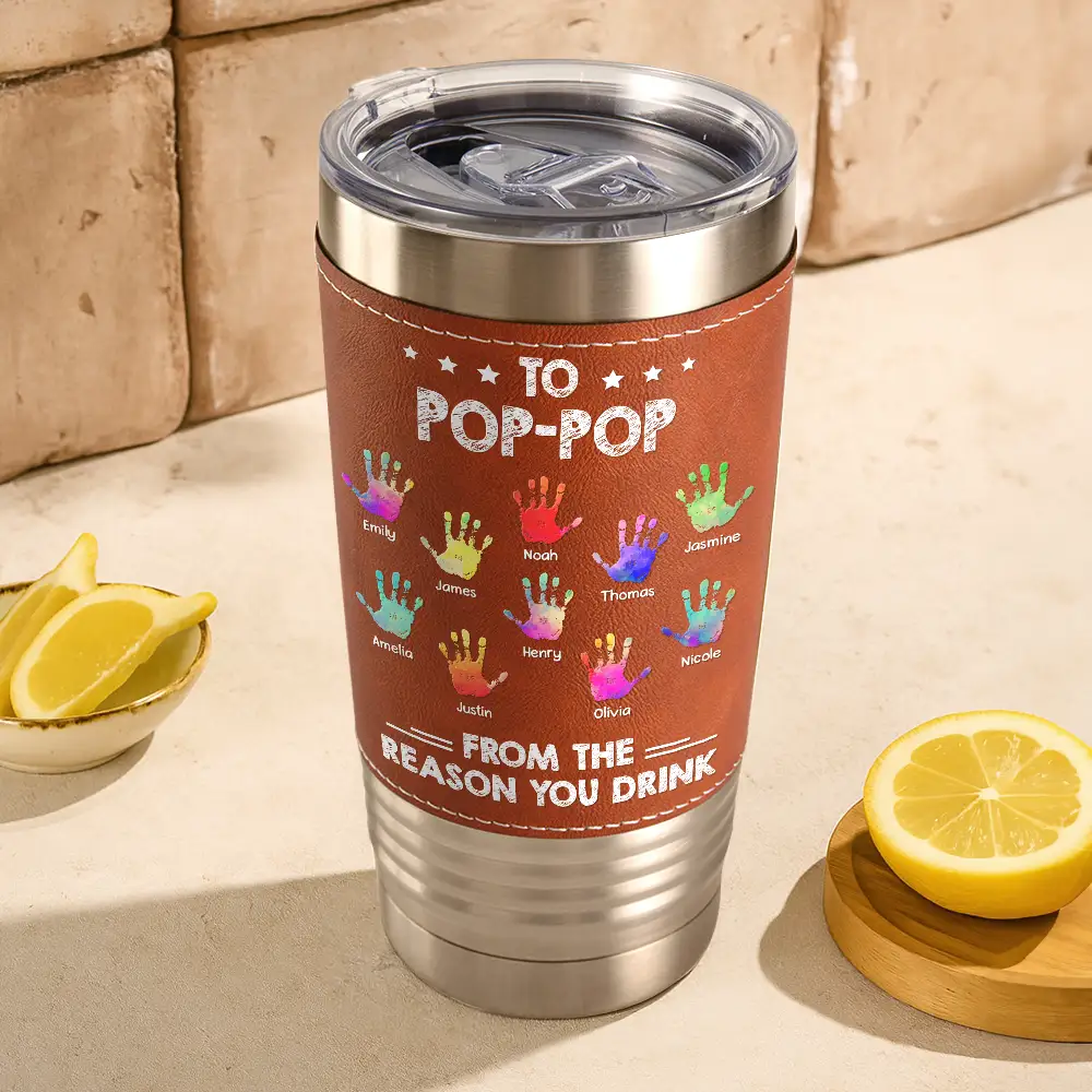From The Reason You Drink - Personalized Leather Tumbler - Image 3
