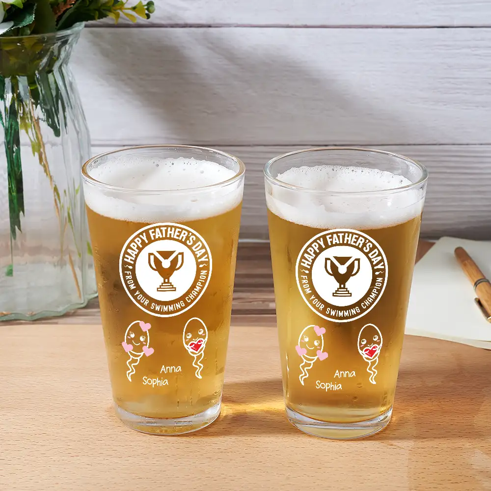 From You Swimming Champion - Personalized Beer Glass - Image 2