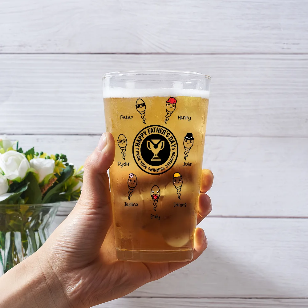 From You Swimming Champion - Personalized Beer Glass - Image 3
