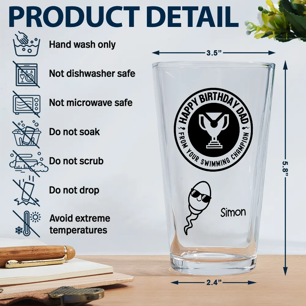 From You Swimming Champion - Personalized Beer Glass - Image 5