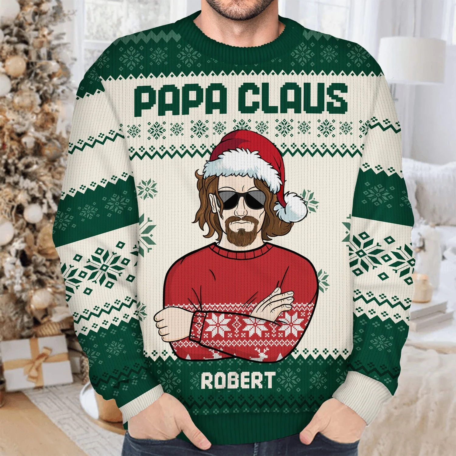 Front Family - Christmas, Funny Gift For Family, Couple, Dad, Mom, Grandpa, Grandma - Personalized Unisex Ugly Sweater - Image 4