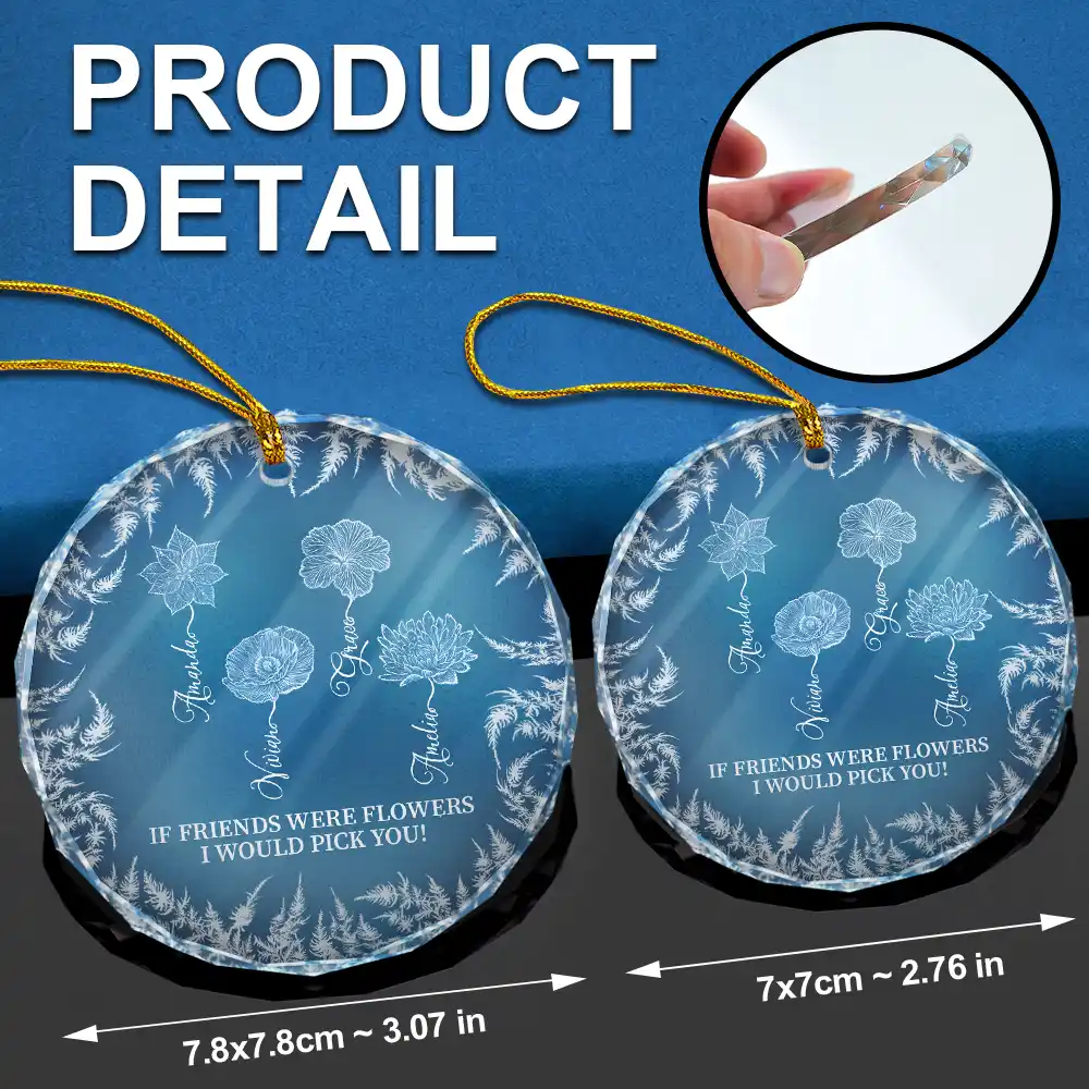 Frost Birth Flower Grow An Old Friend - Personalized Circle Glass Ornament - Image 6