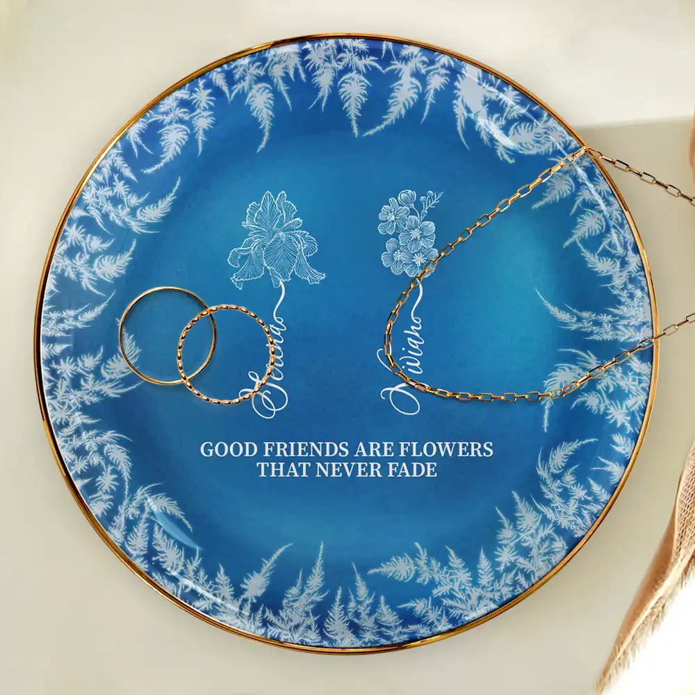 Frost Birth Flower Grow An Old Friend - Personalized Round Ring Dish - Image 4