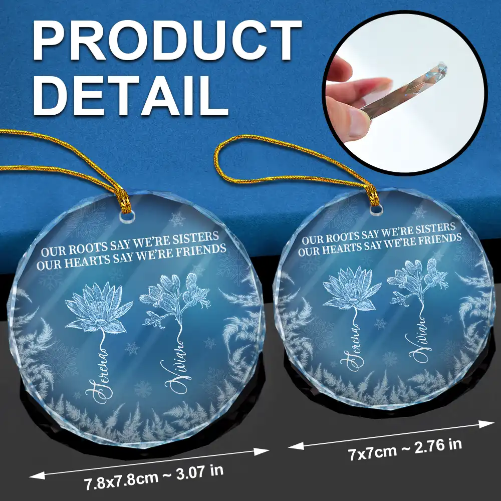 Frost Birth Flower If Sisters Were Flowers - Personalized Circle Glass Ornament - Image 6