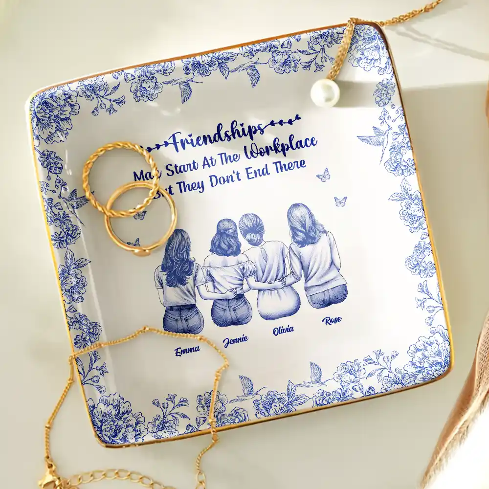 Fun And Laughter Made Us Work Bestie - Personalized Ring Dish - Image 4