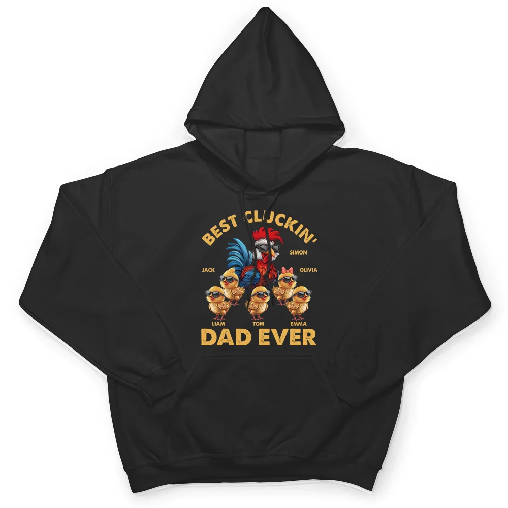 Fun Chicken Rooster Best Cluckin' Dad Ever - Personalized T Shirt - Image 4
