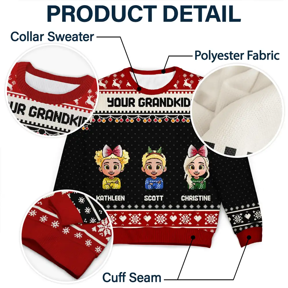 Fun Family Couple Pixel Art - Personalized Unisex Ugly Sweater - Image 6