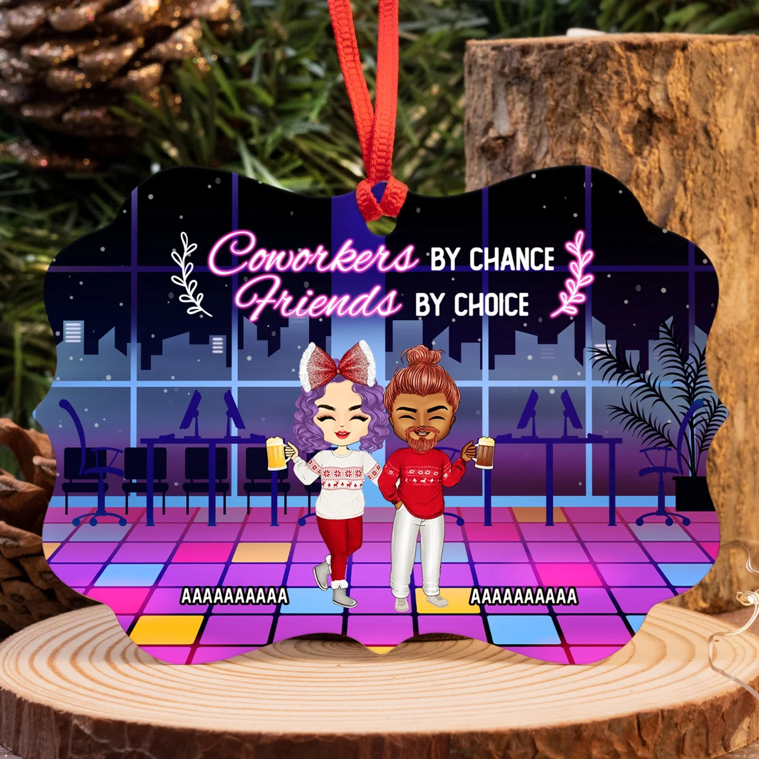 Fun, Laughter, Giggle Made Us Friends - Christmas Gift For Colleagues - Personalized Custom Aluminum Ornament - Image 4