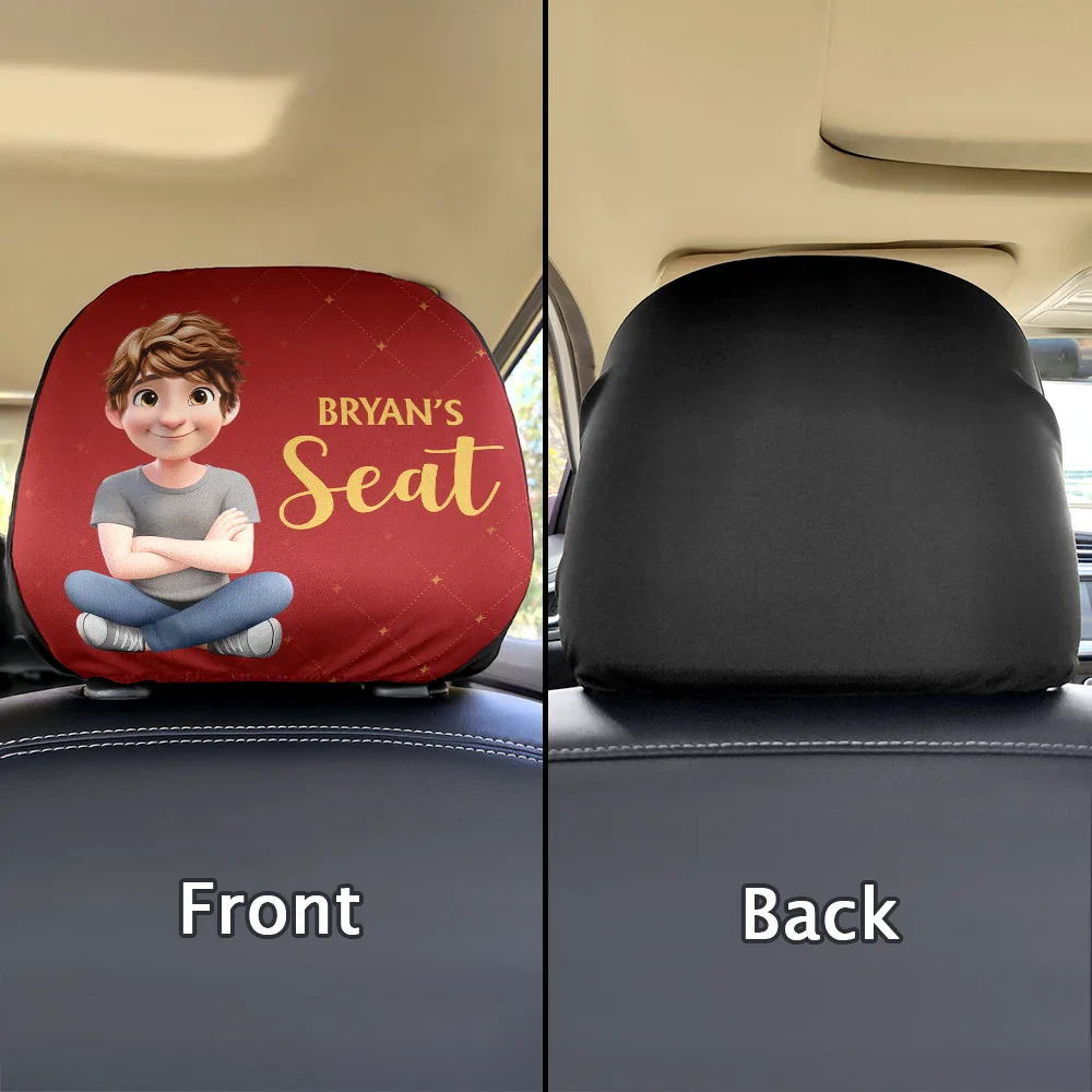 Fun Private Seat Family Couple 3D Effect - Personalized Car Headrest Covers - Image 2