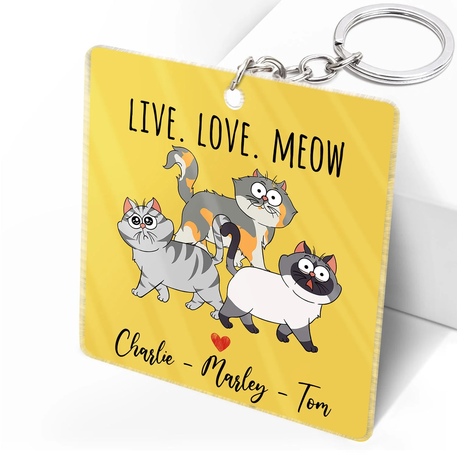 Funny Cartoon Cats Walking - Gift For Cat Lovers - Personalized Acrylic Keychain - Image 2