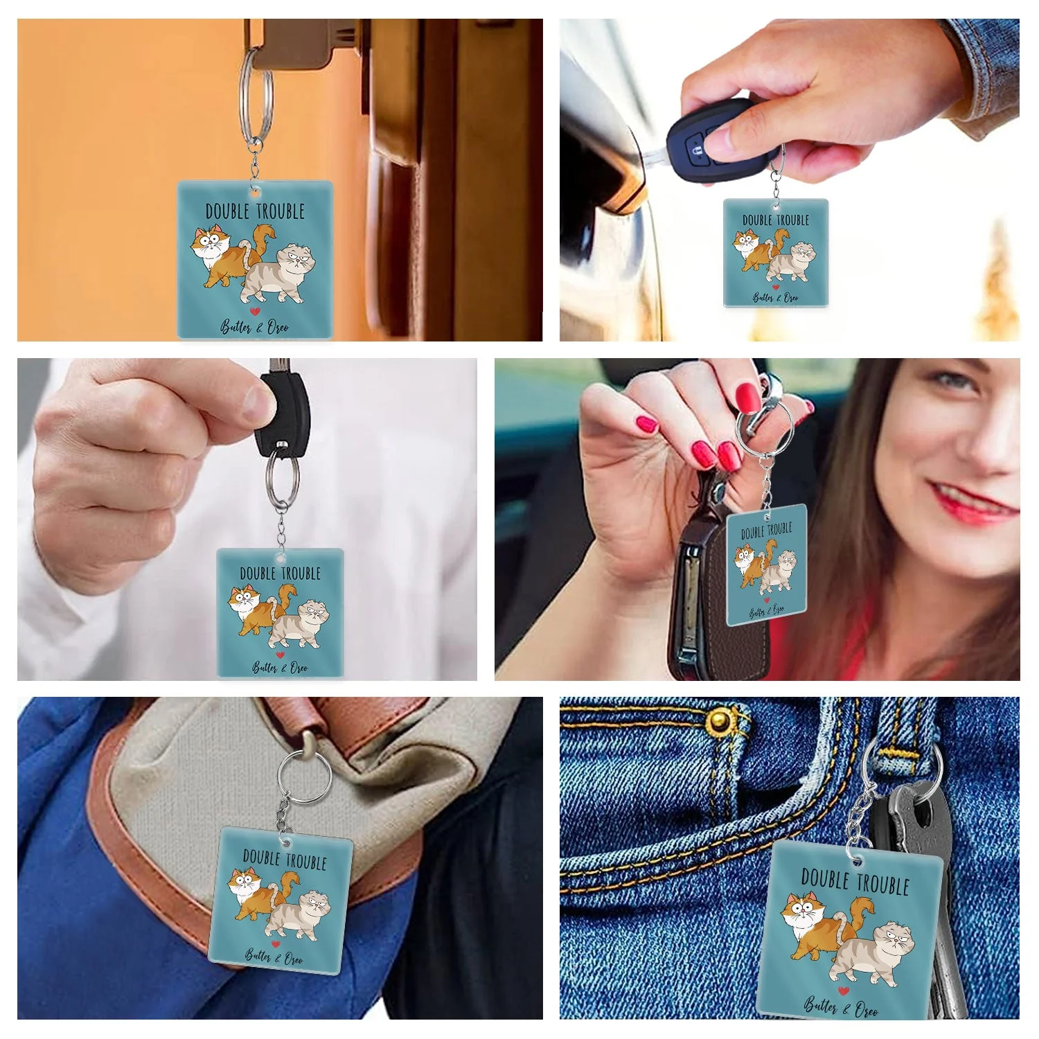 Funny Cartoon Cats Walking - Gift For Cat Lovers - Personalized Acrylic Keychain - Image 6