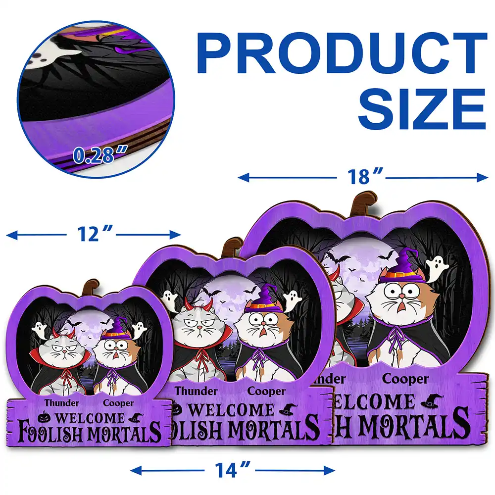Funny Cats Welcome Foolish Mortals - Personalized Custom Shaped Wood Sign - Image 5