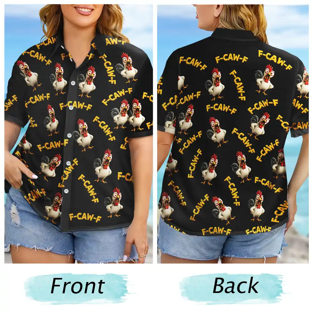 Funny Chicken Bird F Caw F - Personalized Hawaiian Shirt - Image 6
