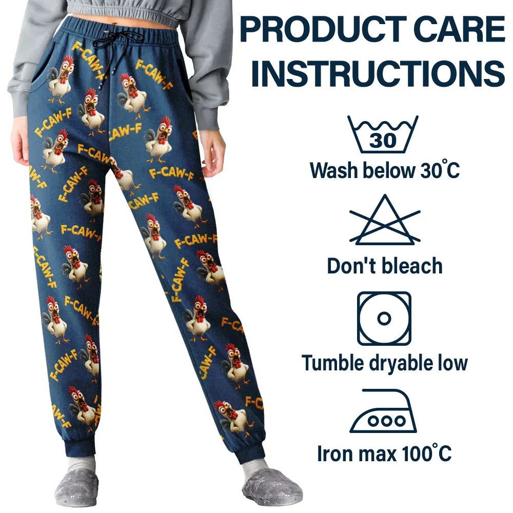 Funny Chicken Bird F Caw F - Personalized Pajama Pants - Image 5