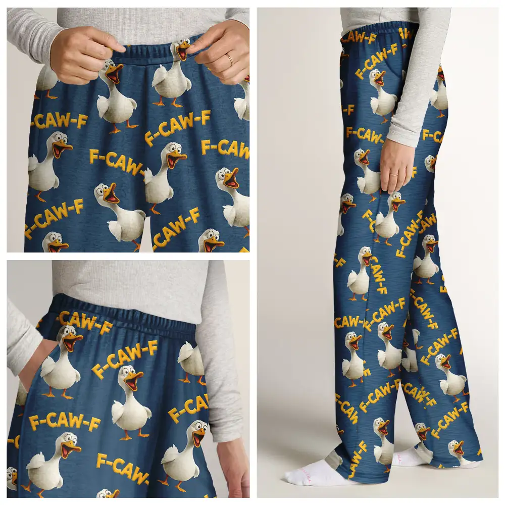 Funny Chicken Bird F Caw F - Personalized Pajama Pants - Image 7