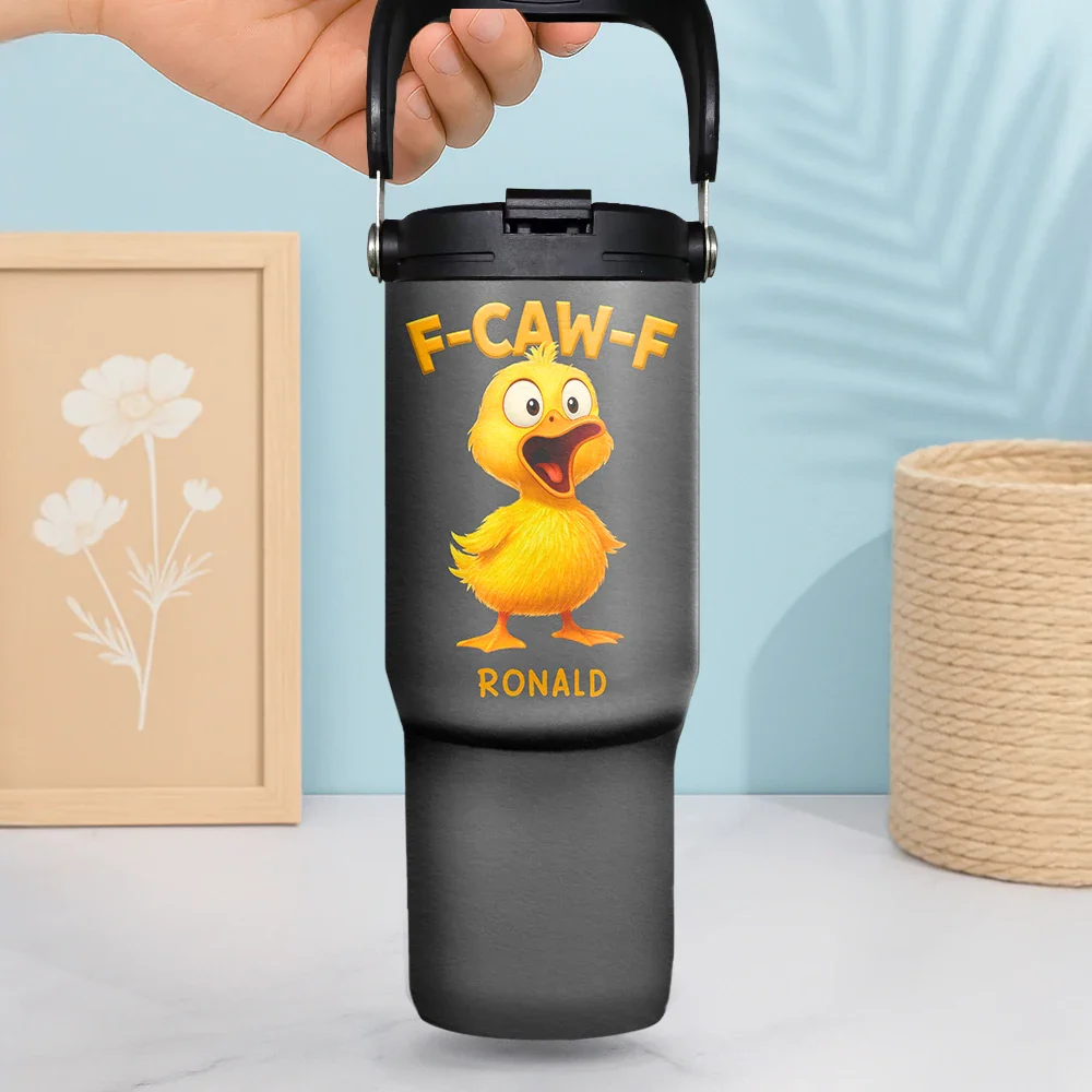 Funny Chicken F-Caw-F - Personalized 30oz Tumbler With Handle - Image 2