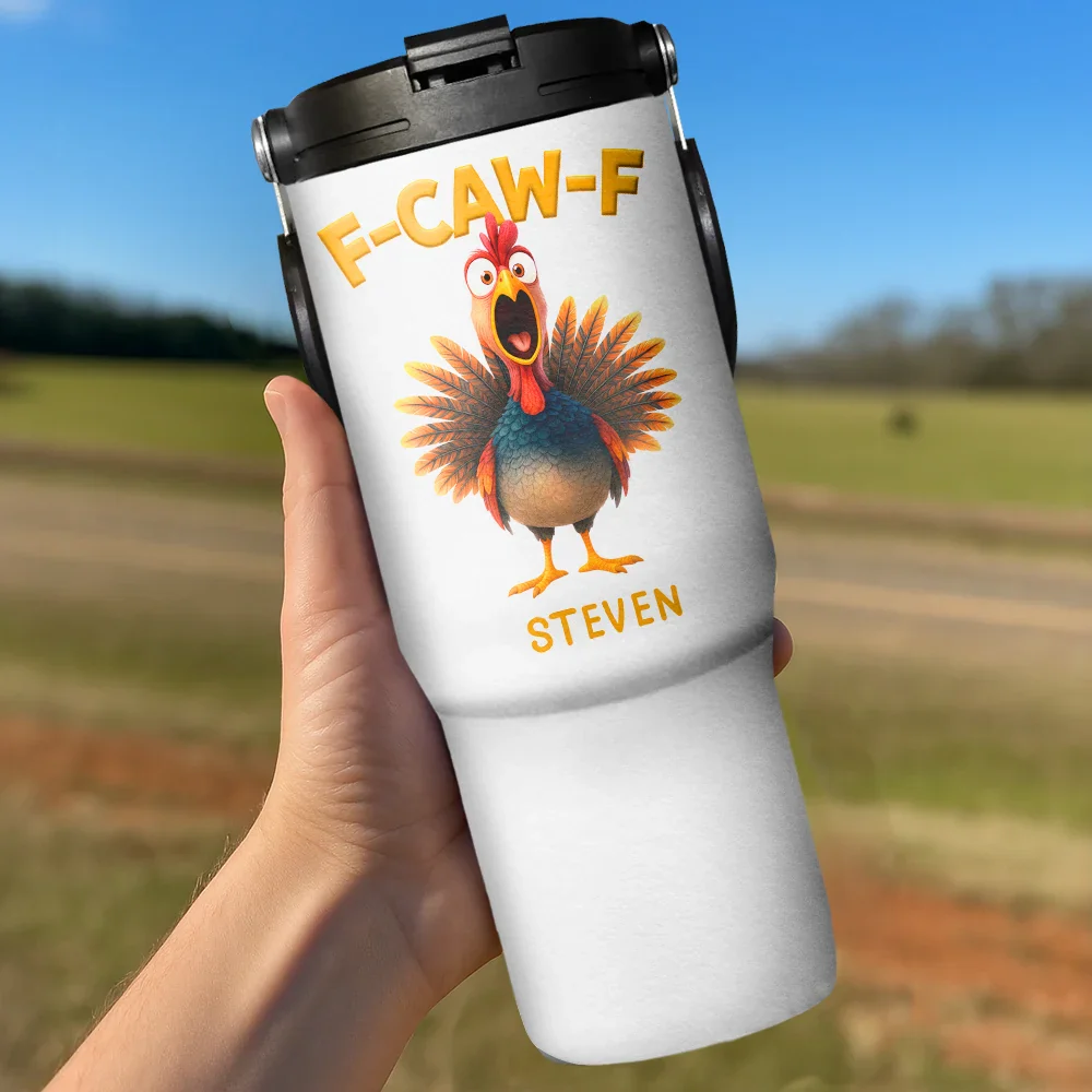Funny Chicken F-Caw-F - Personalized 30oz Tumbler With Handle - Image 3