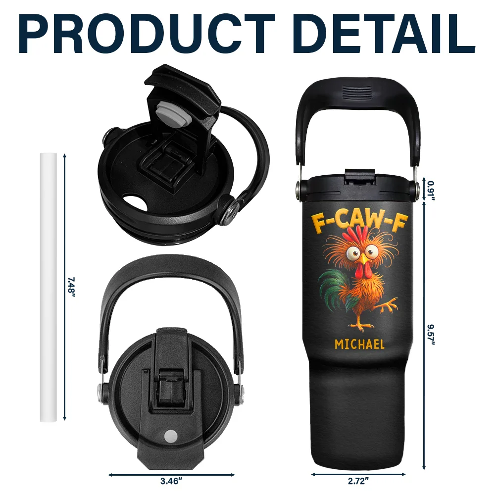 Funny Chicken F-Caw-F - Personalized 30oz Tumbler With Handle - Image 5
